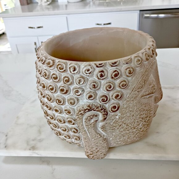 NEW! ORNATE BUDDAH CEMENT PLANTER POT ZEN - Picture 2 of 5